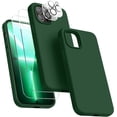 thumbnail image 1 of Entronix 5-in-1 Silicone Case Compatible with iPhone 13 Pro with 2 Screen Protector and 2 Camera Lens Guard, Green, 1 of 7