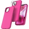 thumbnail image 1 of Entronix 3-in-1 Silicone Case Compatible with iPhone 14 Plus with Camera and Screen Protector, Hot Pink, 1 of 8