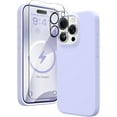 thumbnail image 1 of Silicone Case Designed for Apple iPhone 14 Pro Liquid Silicone Case, 3 in 1 Bundle Phone Case with Clear Tempered Glass and Camera Lens Shockproof Case for Apple iPhone 14 Pro,Purple, 1 of 7