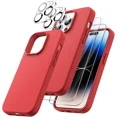 thumbnail image 1 of Silicone Case Designed for Apple iPhone 14 Pro Max Liquid Silicone Case, 5 in 1 Bundle Phone Case with 2 Clear Tempered Glass and 2 Camera Lens Shockproof Case for Apple iPhone 14 Pro Max,Red, 1 of 7