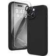 thumbnail image 1 of Entronix 3-in-1 Silicone Case Compatible with iPhone 15 with Camera and Screen Protector, Black, 1 of 8