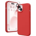 thumbnail image 1 of Silicone Case Designed for Apple iPhone 15 Liquid Silicone Case, 3 in 1 Bundle Phone Case with Clear Tempered Glass and Camera Lens Shockproof Case for Apple iPhone 15,Red, 1 of 7