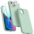 thumbnail image 1 of Silicone Case Designed for Apple iPhone 15 Liquid Silicone Case, 5 in 1 Bundle Phone Case with 2 Clear Tempered Glass and 2 Camera Lens Shockproof Case for Apple iPhone 15,Teal, 1 of 7