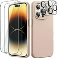 thumbnail image 1 of Silicone Case Designed for Apple iPhone 15 Pro Liquid Silicone Case, 5 in 1 Bundle Phone Case with 2 Clear Tempered Glass and 2 Camera Lens Shockproof Case for Apple iPhone 15 Pro,Rose Gold, 1 of 7