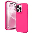 thumbnail image 1 of Entronix 3-in-1 Silicone Case Compatible with iPhone 15 Pro with Camera and Screen Protector, Hot Pink, 1 of 8