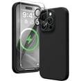 thumbnail image 1 of Silicone Case Designed for Apple iPhone 15 Pro Max Liquid Silicone Case, 3 in 1 Bundle Phone Case with Clear Tempered Glass and Camera Lens Shockproof Case for Apple iPhone 15 Pro Max,Black, 1 of 7