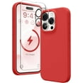 thumbnail image 1 of Silicone Case Designed for Apple iPhone 15 Pro Max Liquid Silicone Case, 3 in 1 Bundle Phone Case with Clear Tempered Glass and Camera Lens Shockproof Case for Apple iPhone 15 Pro Max,Red, 1 of 7
