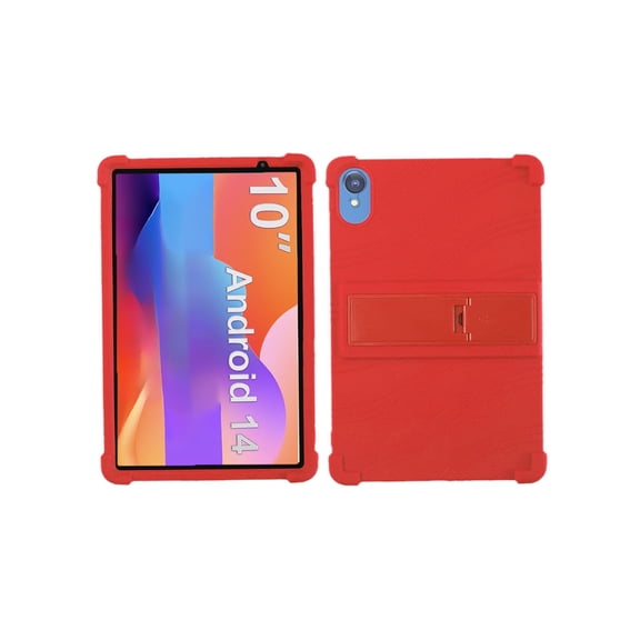 Silicone Case for FITIFUN TAB10 Lite/Tedupee M10 10 inch, Soft Flexible Shockproof Protective Tablet Cover, Anti-Scratch & Lightweight Slim Design-Red