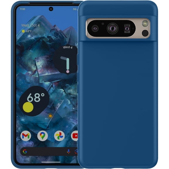 Silicone Case for Google Pixel 8 Pro, Pixel 8 Pro Liquid Gel Rubber Bumper Case with Soft Microfiber Lining Cushion Slim Hard Shell Shockproof Protective Cover for Pixel 8 Pro 2023 (Blue)