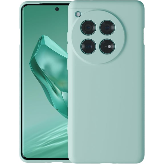 Silicone Case for OnePlus 12, Liquid Gel Rubber Bumper Case with Soft Microfiber Lining Cushion Slim Hard Shell Shockproof Protective Cover for OnePlus 12 5G 2024 (Light Cyan)
