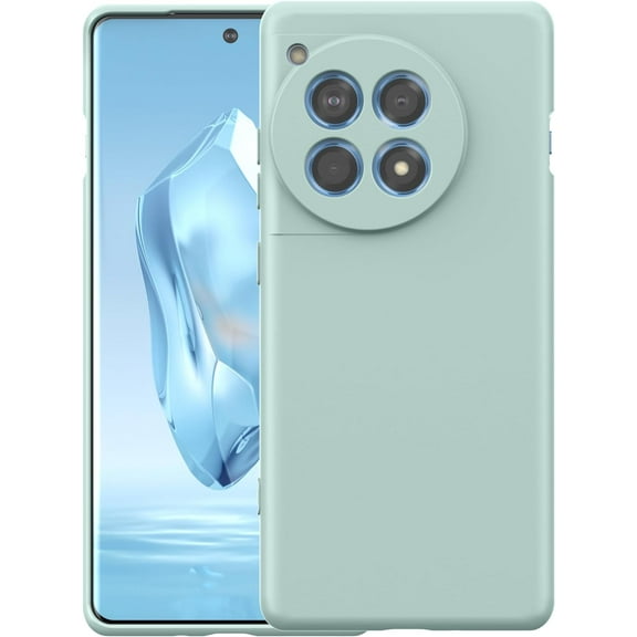 Silicone Case for OnePlus 12R/OnePlus Ace 3, Liquid Gel Rubber Bumper Case with Soft Microfiber Lining Cushion Slim Hard Shell Shockproof Protective Cover for OnePlus 12R 5G 2024 (Light Cyan)