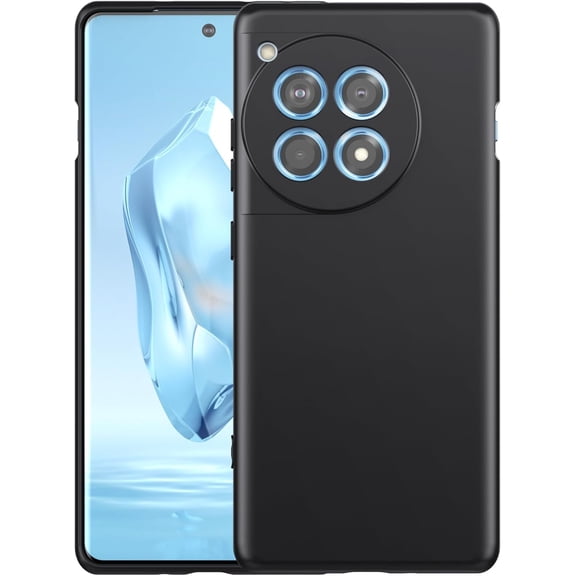 Silicone Case for OnePlus 12R/OnePlus Ace 3, Liquid Gel Rubber Bumper Case with Soft Microfiber Lining Cushion Slim Hard Shell Shockproof Protective Cover for OnePlus 12R 5G 2024 (Black)