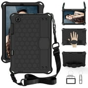 Silicone Case for Samsung Galaxy Tab S6 Lite (SM-P610) Tablet 10.4" 2024 - Durable Soft TPU Case with Stand Function, Shock-absorbing Protective Crossbody Case with Shoulder Strap /Hand Strap, Black