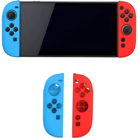 Silicone Case for Switch 2 Handheld Controller,Full Body Soft Silicone Handheld Game Console Drop-Proof Protector Case with Shockproof,Non-Slip,Anti-Collision,Red&Blue.