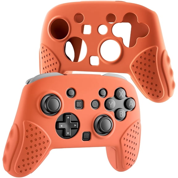 Silicone Case for Switch 2 Pro Controller, Shock-Absorption & Anti-Scratch Accessories for Switch 2 Pro with Soft Full Protective Cover and Comfortable Ergonomic Grip Design - Orange