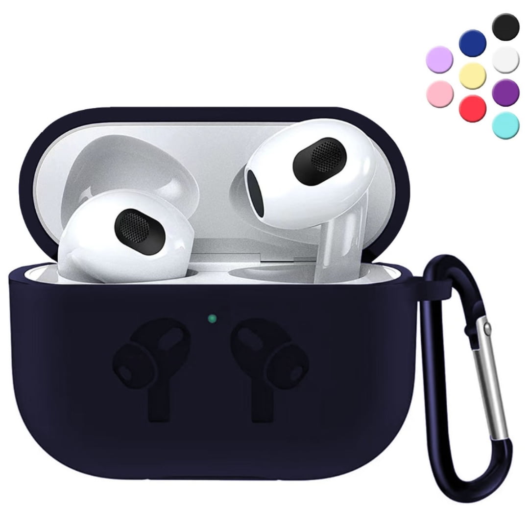 R-fun AirPods 3 Case Cover, Silicone Protective Accessories Skin with  Keychain Compatible with Apple AirPod 3rd Generation A Black