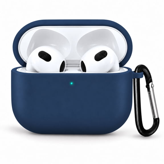 Entronix Silicone Case for AirPods 3, Slim Protective Cover with Carabiner, Navy Blue