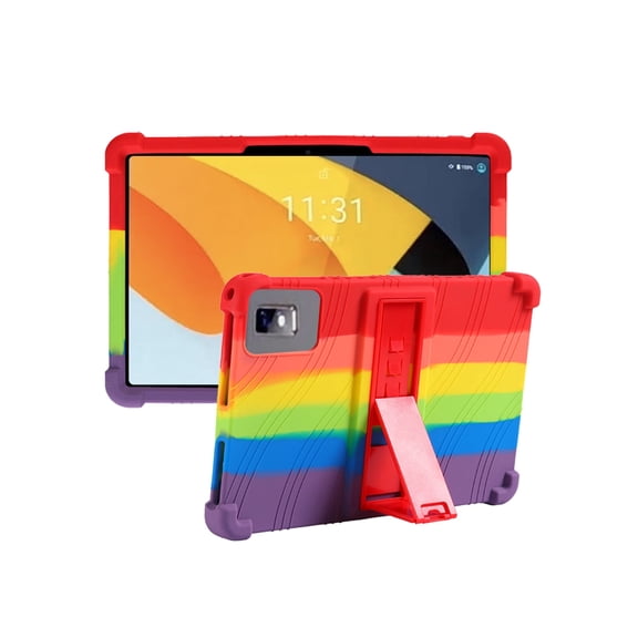 Silicone Case for BYYBUO A10 10 inch, Soft Flexible Shockproof Protective Tablet Cover, Anti-Scratch & Lightweight Slim Design-Rainbow