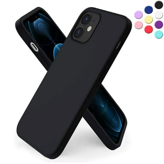 Silicone Case for iPhone 12 Mini -{Shock-Absorbent- Raised Edge Protection- Compatible with iPhone 12 Mini (5.4 inch} Black Color