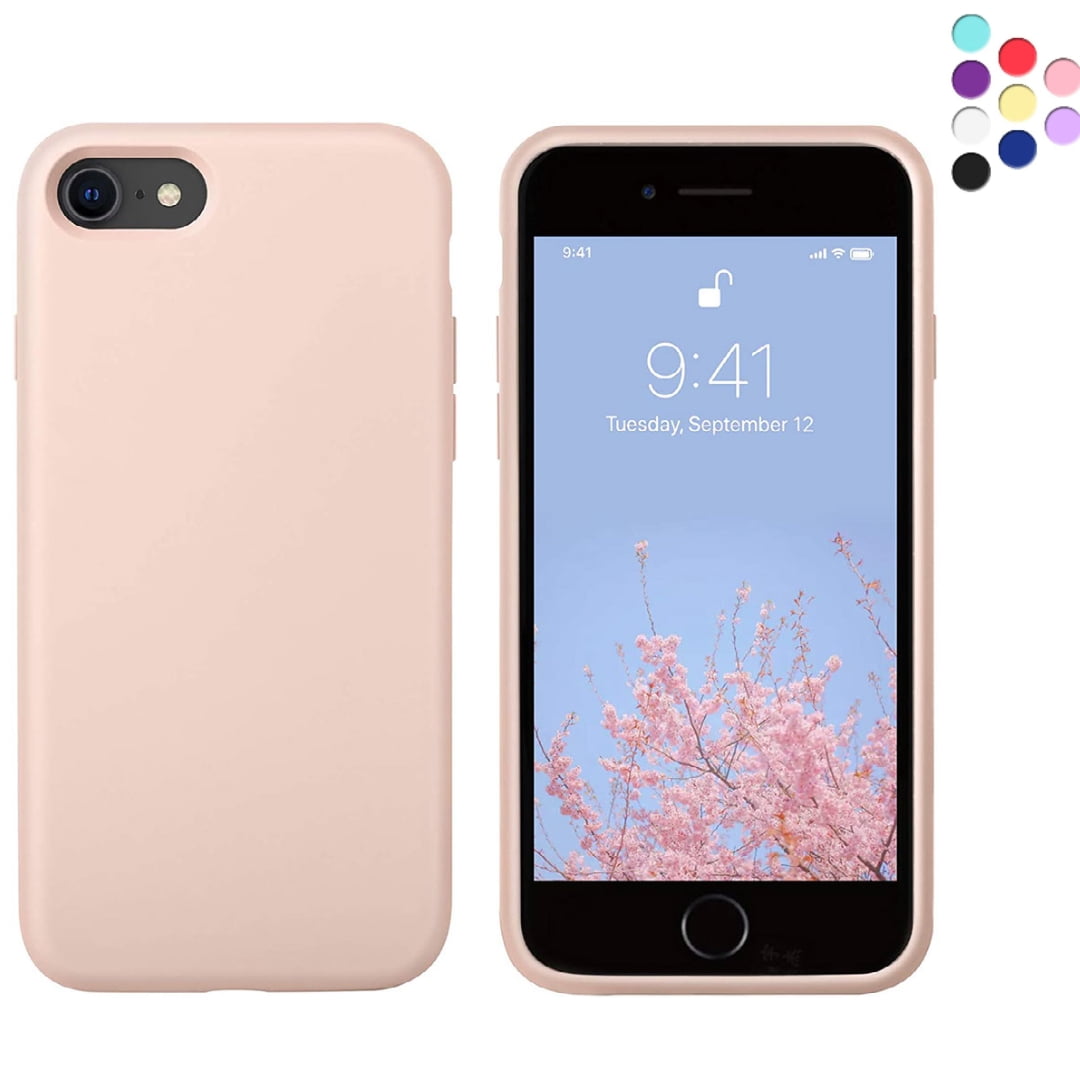 Silicone Case for iPhone Se and iPhone 8 and iPhone 7 - Liquid Silicone  Phone Case (Rose Gold)