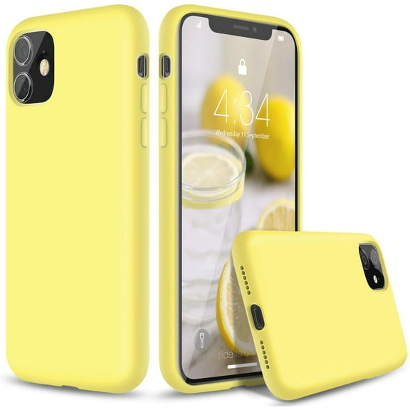 Silicone Case for iPhone 11, Slim Liquid Silicone Soft Gel Rubber Shockproof Protective Case Cover (Full Body Case with Microfiber Lining) Compatible with iPhone 11 6.1" 2019 (Yellow)
