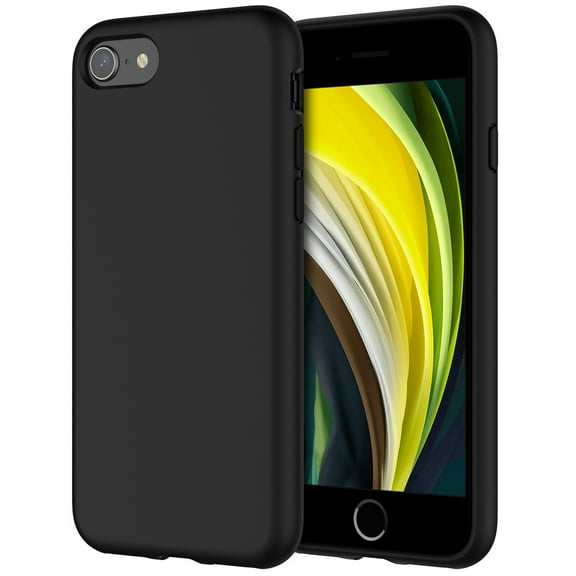 Silicone Case for iPhone SE 2020, iPhone 8 and iPhone 7, 4.7-Inch, Silky-Soft Touch Full-Body Protective Case, Shockproof Cover with Microfiber Lining, Black