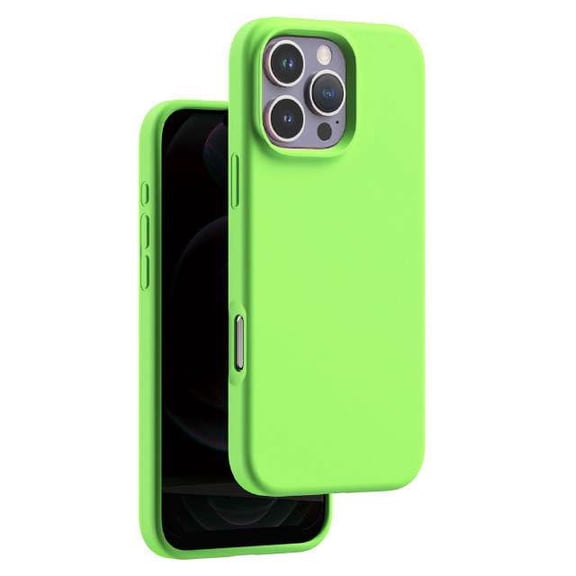 Silicone Case with Soft Microfiber Lining for iPhone 16 Pro Max with Tempered Glass Screen Protector - Green