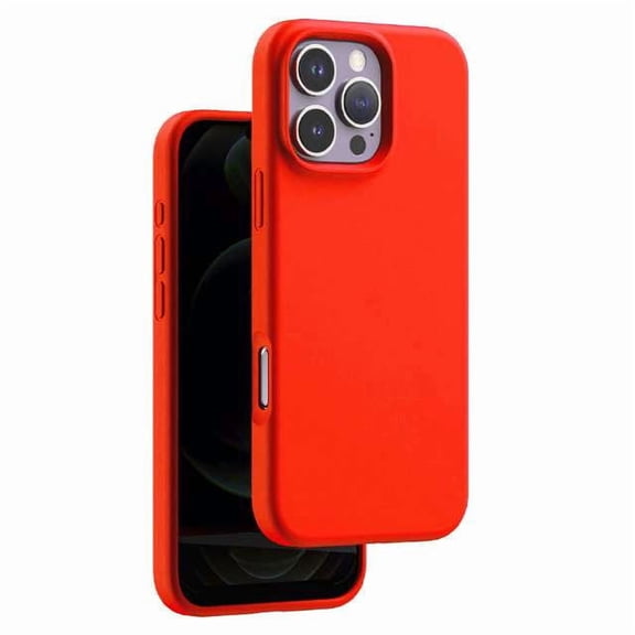 Silicone Case with Soft Microfiber Lining for iPhone 16 Pro Max with Tempered Glass Screen Protector - Red