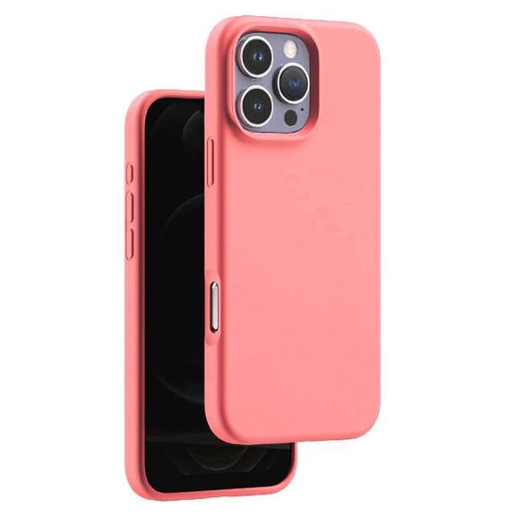 Silicone Case with Soft Microfiber Lining for iPhone 16 Pro with Tempered Glass Screen Protector - Neon Peach