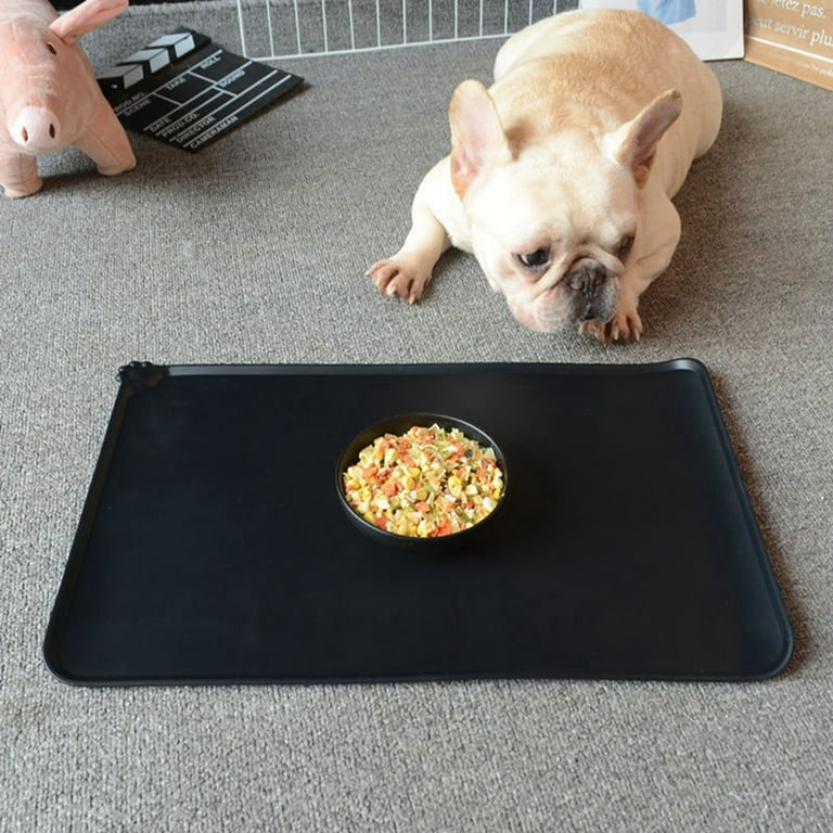 Cat food mat with lip clearance