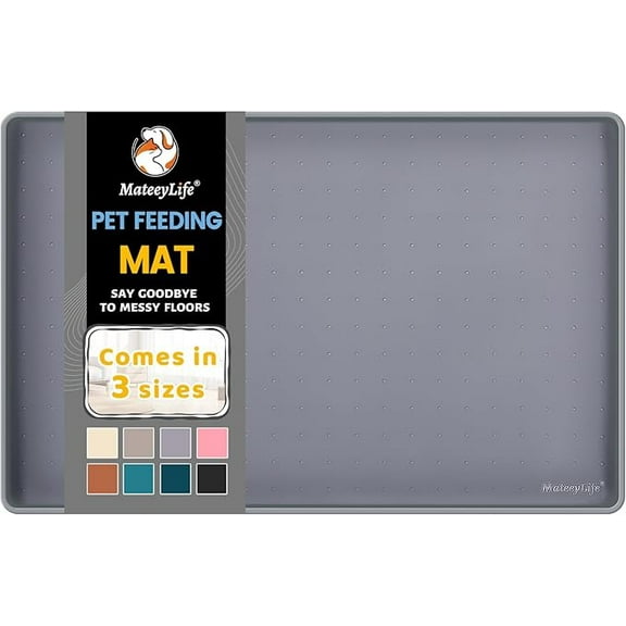 Silicone Cat & Dog Food Mat for Floors Waterproof, Anti-Slip Dog Bowl Mats for Food and Water, Pet Feeding Mats with Lip to Prevent Spills, Pet Placemat for Messy Drinkers to Protect Floors