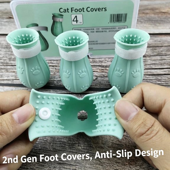 Silicone Cat Paw Protector Covers, Anti-Scratch Cat Foot Booties for Bath Grooming, 4Pcs Per Pack 3 Colors ﻿