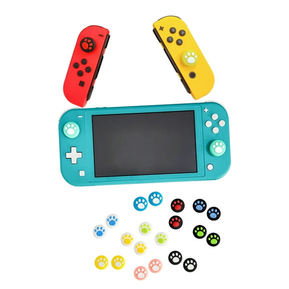 Silicone Cat Paw Thumb Grip Caps For Nintendo Switch, Switch Lite, Switch OLED Controller Joystick, Black/Blue