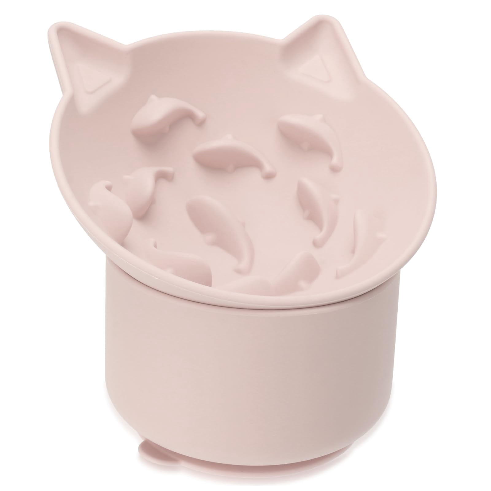 Silicone Cat Slow Feeder, Elevated Slow Feeder Bowl Tilt Design, Suitable for Dry and Wet Food, Adjustable Angle, Cat Food Puzzle with Suction Cup(Gray)