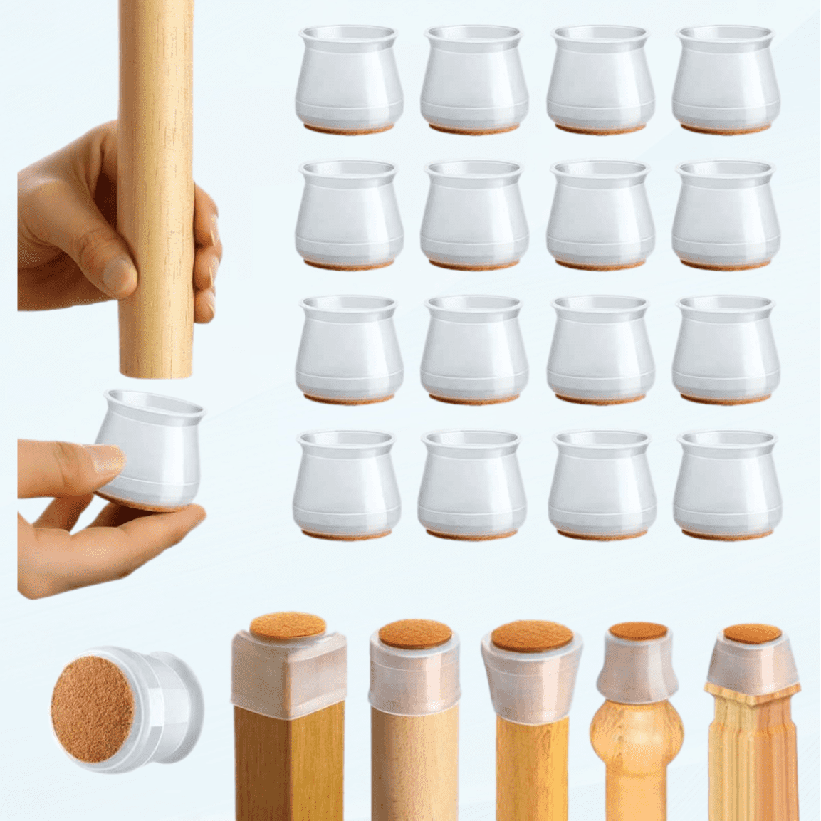 Silicone Chair Leg Floor Protectors 16 Pcs Rubber Chair Legs Protectors for Hardwood Floors