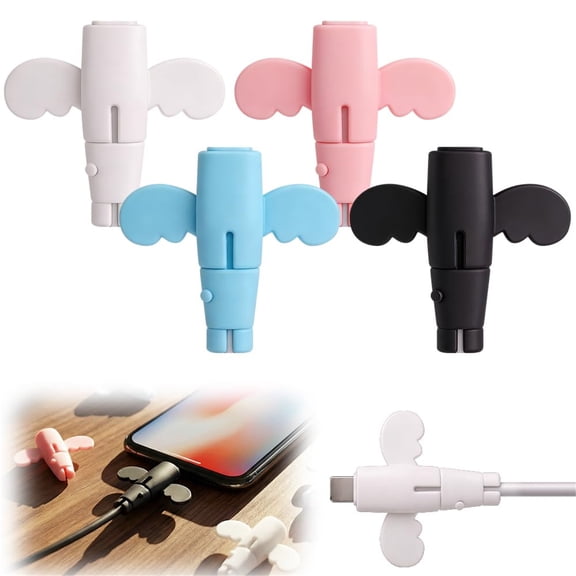 Silicone Charger Cable Protectors, Universal 3-in-1 Non-Slip Cord Saver, Double-End Silicone Data Cable Protection Cover Cord Organizer, Charger Cables Protector for Phone Wrap Accessories Black