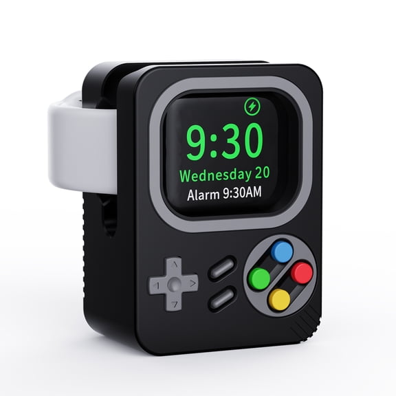 Silicone Charger Stand for Apple Watch 8/7/6/5/4/3/SE 45MM Charging Dock Holder Bracket Base-Black