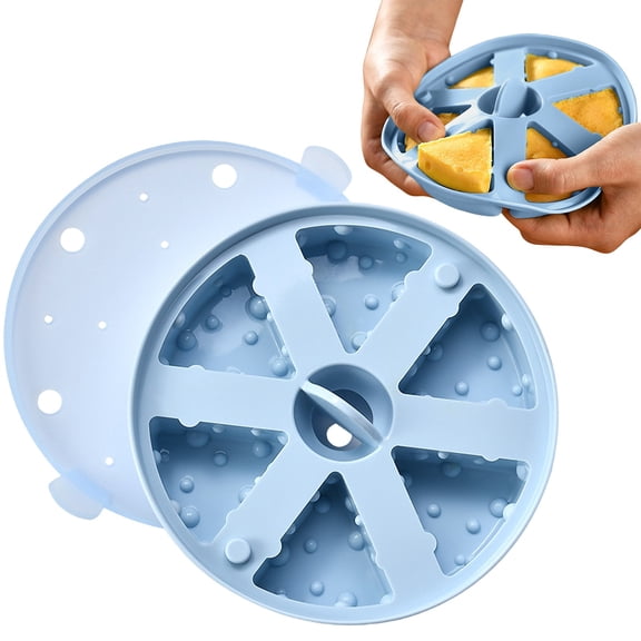 Silicone Cheese Cake Mold, Triangle 6 Cavity Baking Pan, Steamed Cake Pudding Tray, Non Stick Silicone Mold, Soap Butter Craft Mold, Silicone Baking Mold for Cheese Cake Pudding Cornbread, Blue