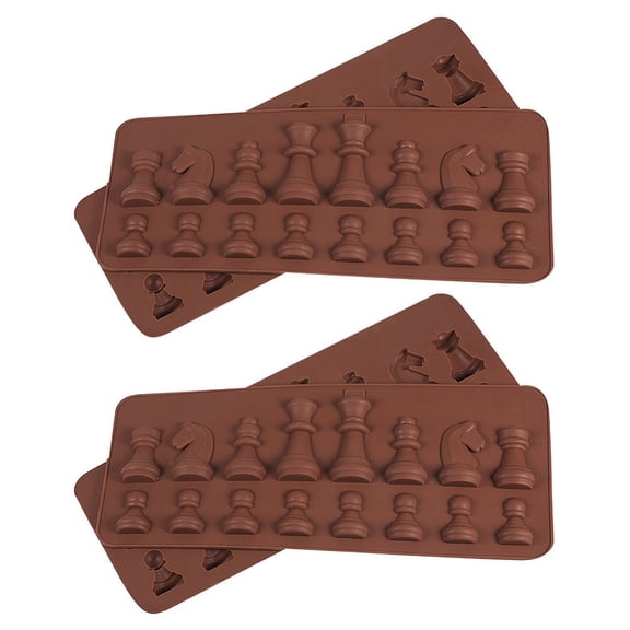 Silicone Chess Shaped Mold Coconut Brown 20.8x8.8x0.9cm Inner: 2.2~4.7cm