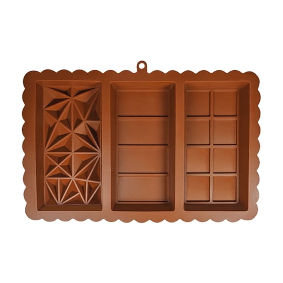 Silicone Chocolate Bar Mold with 3 Designs, Candy Baking Mold for Homemade Chocolate, Dessert and Candy Making