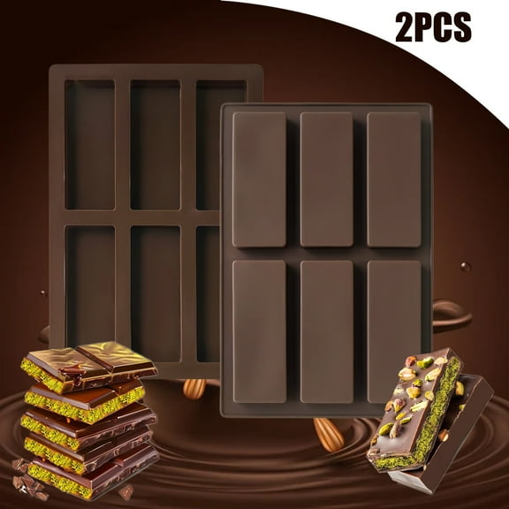 Silicone Chocolate Molds 2-Pack, Baking Molds for Candy, Oven & Freezer Safe, Flexible Non-Stick, Easy Clean, Uniform Shapes