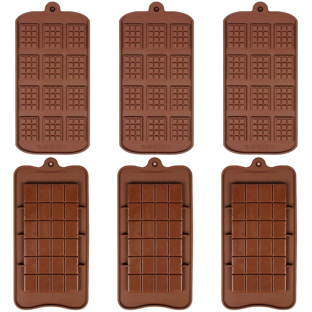 Silicone Chocolate Molds 6 Pcs Non Stick Mini Chocolate Bar Two Different  Types Brown Also Ice Cube Molds Candy Chocolate Baking Kitchen Molds 