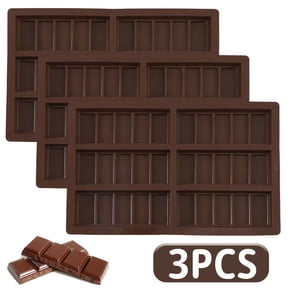 Silicone Chocolate Molds, Deep Large Non-Stick Candy Bar Mold Thick Breakapart Bars Tray for Baking Snacks, 6 Cavity 5 Section, 3 Pack Brown