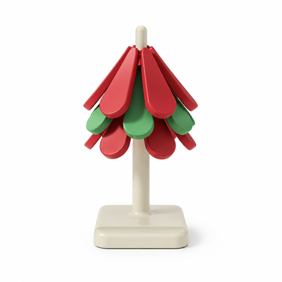 Silicone Christmas Tree Coaster and Trivet Set, Heat Resistant Thick Hot Pads and Place Mats, Non-Slip Expandable Kitchen Coaster Set with Storage Base for Pots, Pans and Hot Dishes