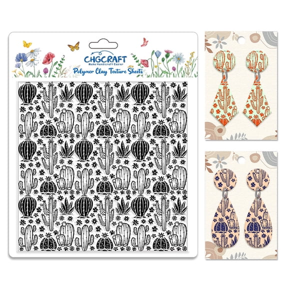 Silicone Clay Texture Mat Clay Modeling Pattern 140x140x3mm Pad Cactus Silicone