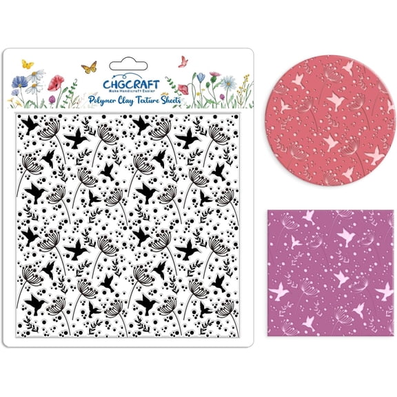 Silicone Clay Texture Mat Clay Modeling Pattern Pad Hummingbird 140x140x3mm