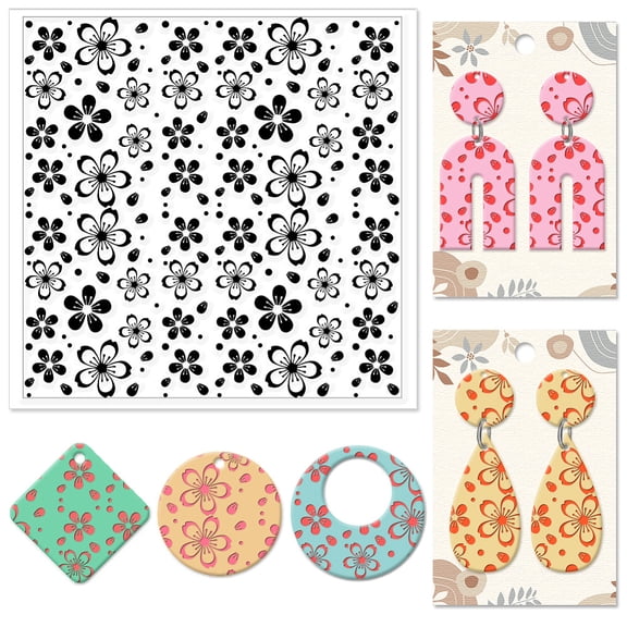 Silicone Clay Texture Mat Clay Modeling Pattern Pad March Cherry Blossom 140x140x3mm DIY