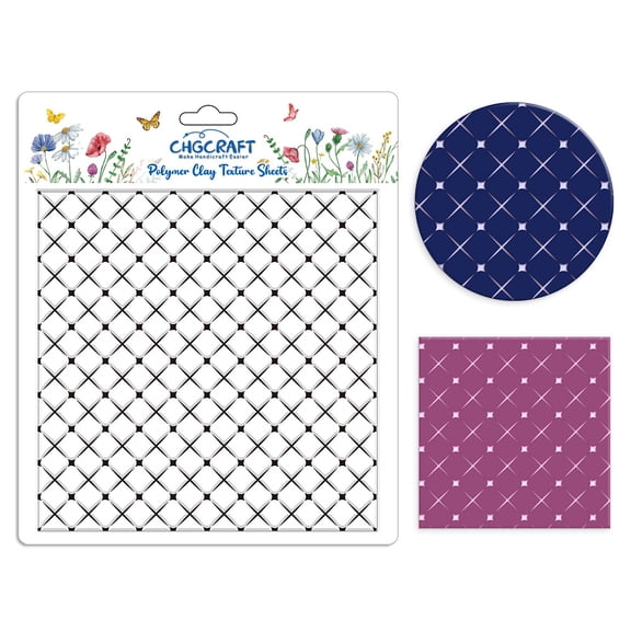 Silicone Clay Texture Mat Clay Modeling Pattern Pad Tartan 140x140x3mm for DIY