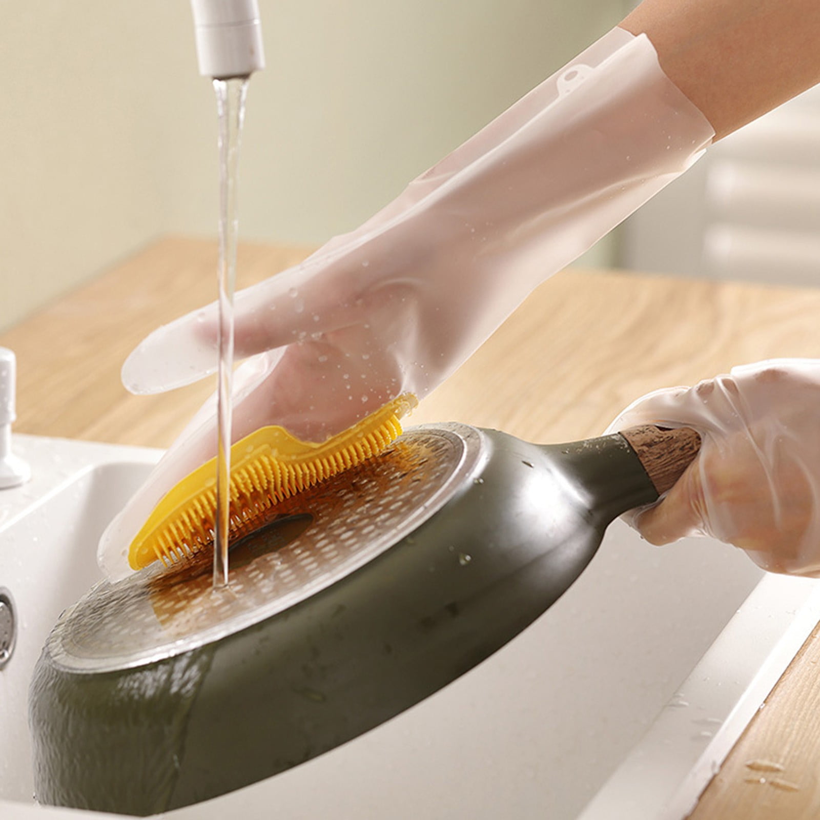 Silicone Cleaning Gloves, Dishwashing Brush Gloves, Thickened Non-Slip ...