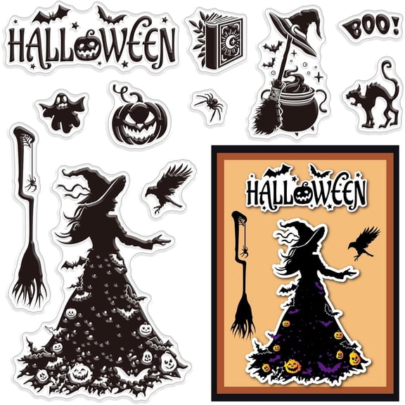 Silicone Clear Rubber Stamps Themed Pumpkin Spooky Reusable Silicone Transparent Seals